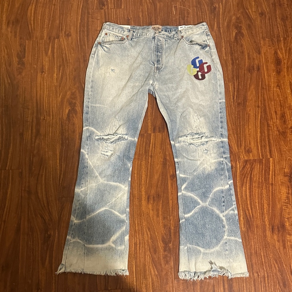 Gallery Dept Light Blue Flare Jeans with Multicolor Patch